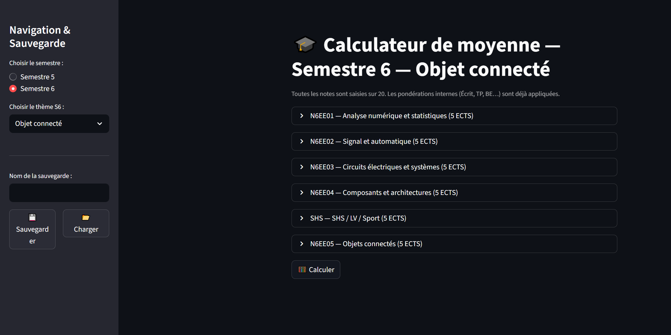 Calculateur de Moyennes