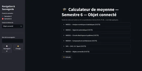 Calculateur de Moyennes